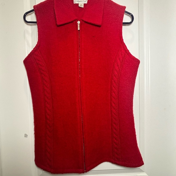 Coldwater Creek Vibrant Red Zip-Up Sweater Vest - Picture 1 of 9